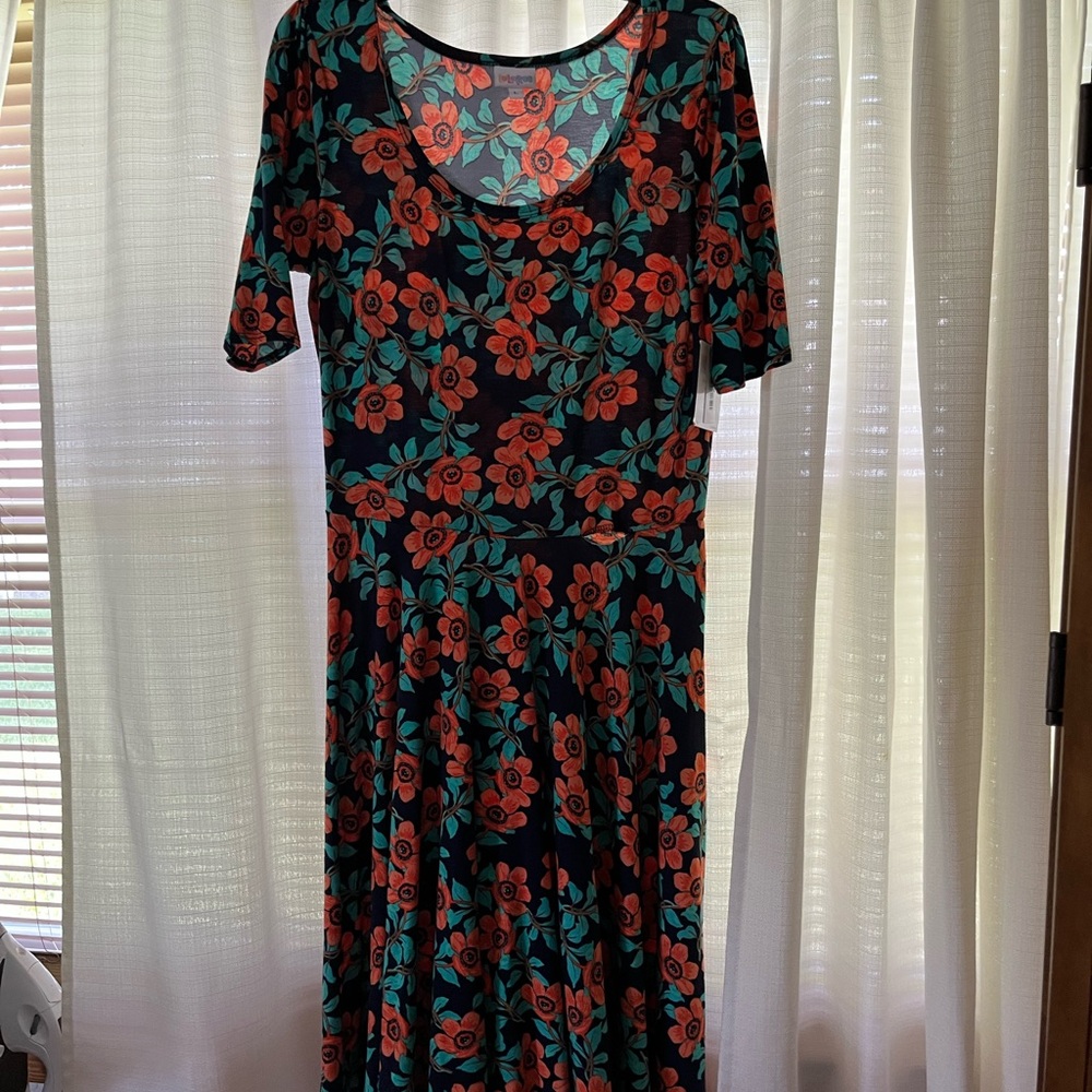 LuLaRoe Red and Black Casual Sundress Midi
